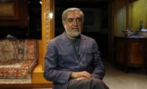 Afghan presidential candidate Abdullah speaks during an interview in Kabul