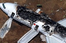 Plane after it crash-landed at San Francisco airport