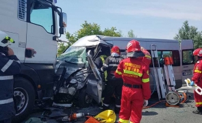 accident TIR microbuz Satu Mare