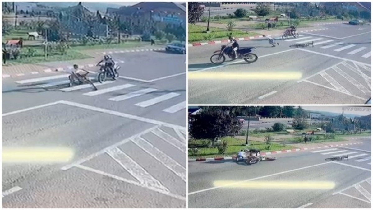 VIDEO Accident șocant în Suceava! Copil pe bicicletă, lovit de două motociclete în doar câteva secunde