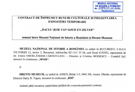 Document || Contractul prin care a fost închiriat tezaurul furat. Olandezii erau obligați să asigure paza