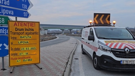 Trafic deviat de pe DN7, în Arad, din cauza transportului unei turbine la termocentrala Mintia