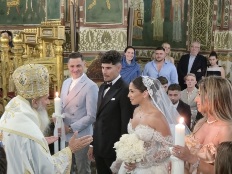 FOTO Primele imagini de la nunta lui Florinel Coman. ÎPS Teodosie a oficiat ceremonia. Gigi Becali nu a lipsit