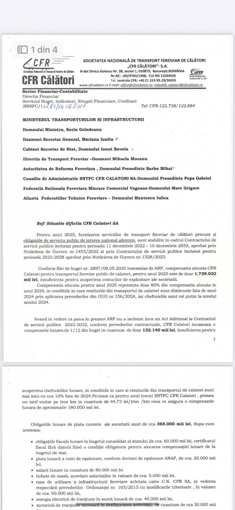 Se închide CFR Călători? Trenurile riscă să fie oprite din cauza datoriilor - scrisoare urgentă către Sorin Grindeanu